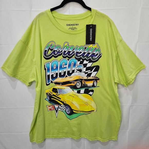 Chemistry Shirt Oversized Distressed Corvette Short Sleeve Green Large - Picture 1 of 8